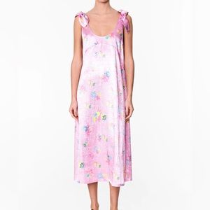 Bimba Y Lola Scoop Back Pink Satin Dress